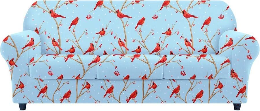 Selbro Stijlvolle en Elastische Bankhoes voor Driezitsbanken met Uniek Wintervogelontwerp