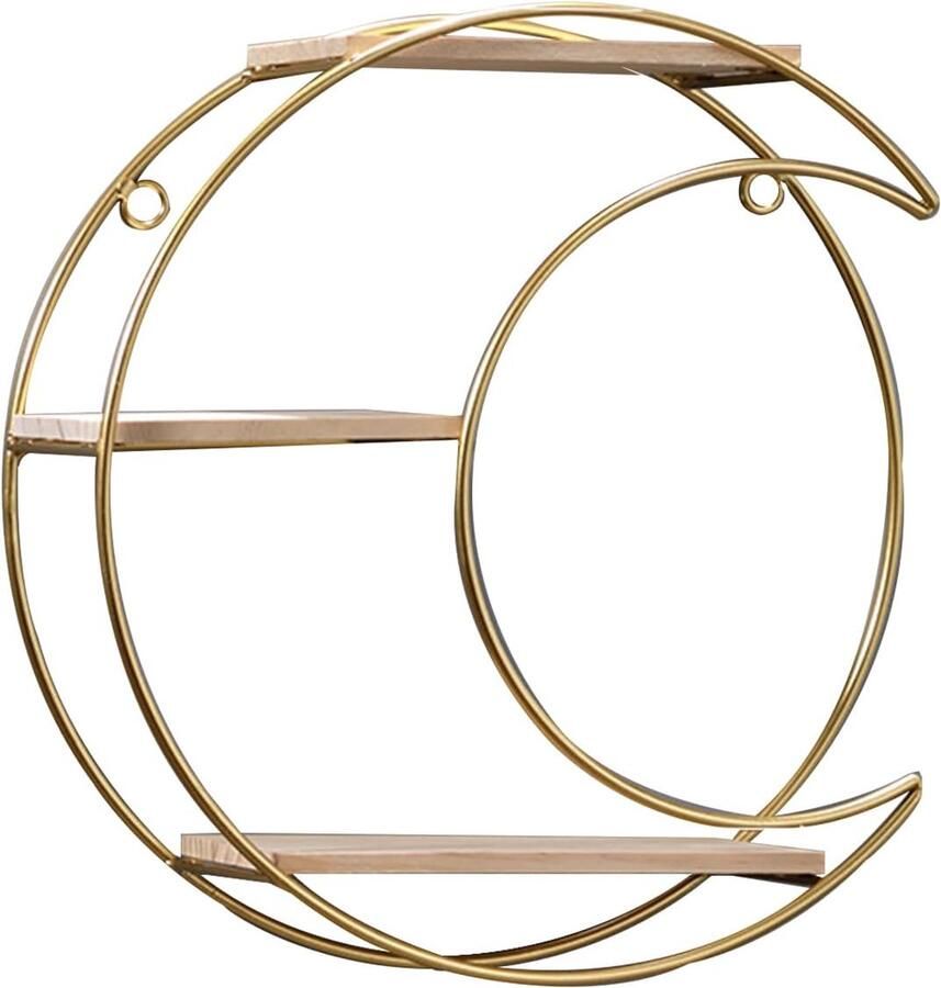 Selbro Stijlvolle Ronde Wandplank van Metaal en Hout voor Ruimtes