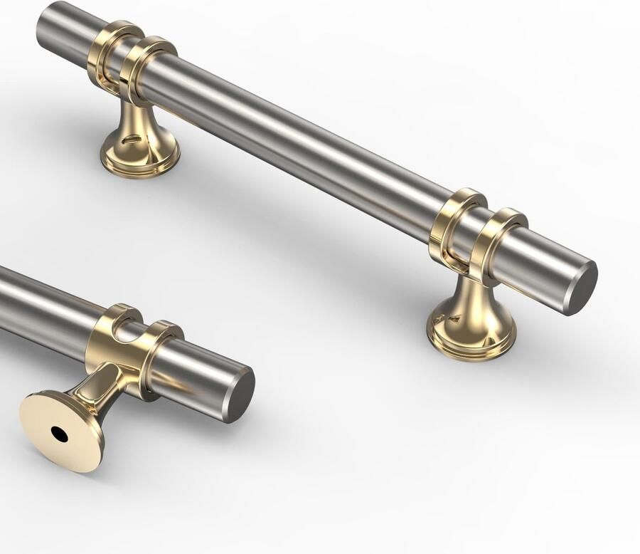 Selbro Stijlvolle Set van 10 Keukengrepen in Geborsteld Nikkelgoud voor Moderne Meubelstukken