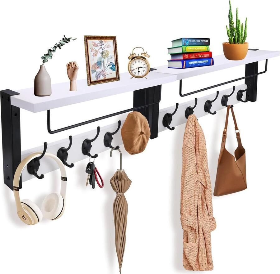 Selbro Stijlvolle Wandkapstok Met Plank En Metalen Haken Voor Ruimtes In Huis - Foto 2
