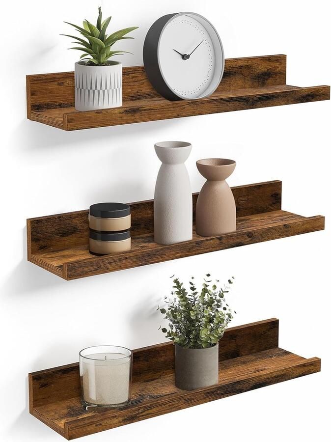 Selbro Stijlvolle Zwevende Wandplanken Set van 3 met Flexibele Montagemogelijkheden voor Ruimtes