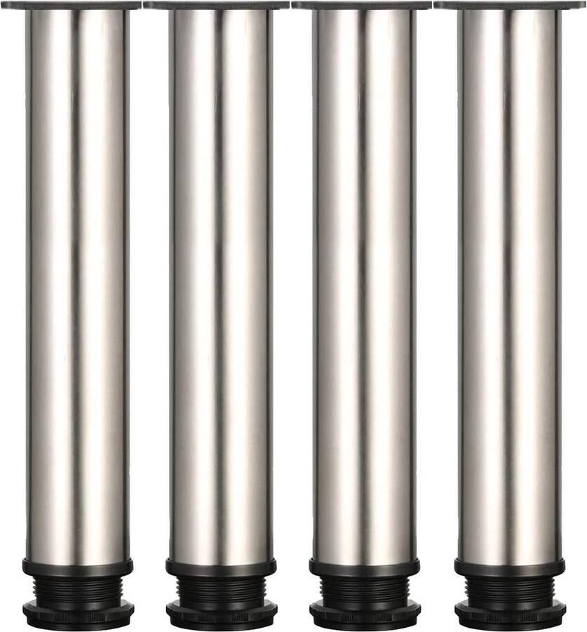 Selbro Tijdloze en Verstelbare Ronde Tafelpoten van Geborsteld Metaal voor Meubelprojecten