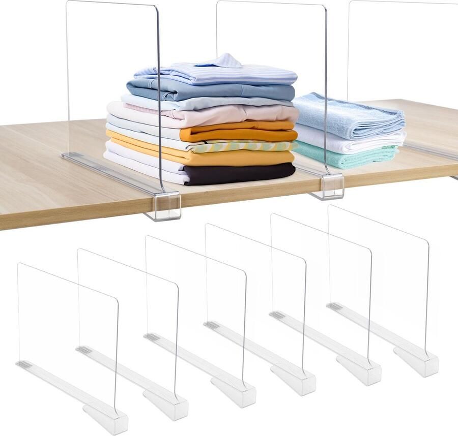 Selbro Transparante Acryl Plankverdelers voor Efficiënte Kastorganisatie in Huis en Slaapkamer