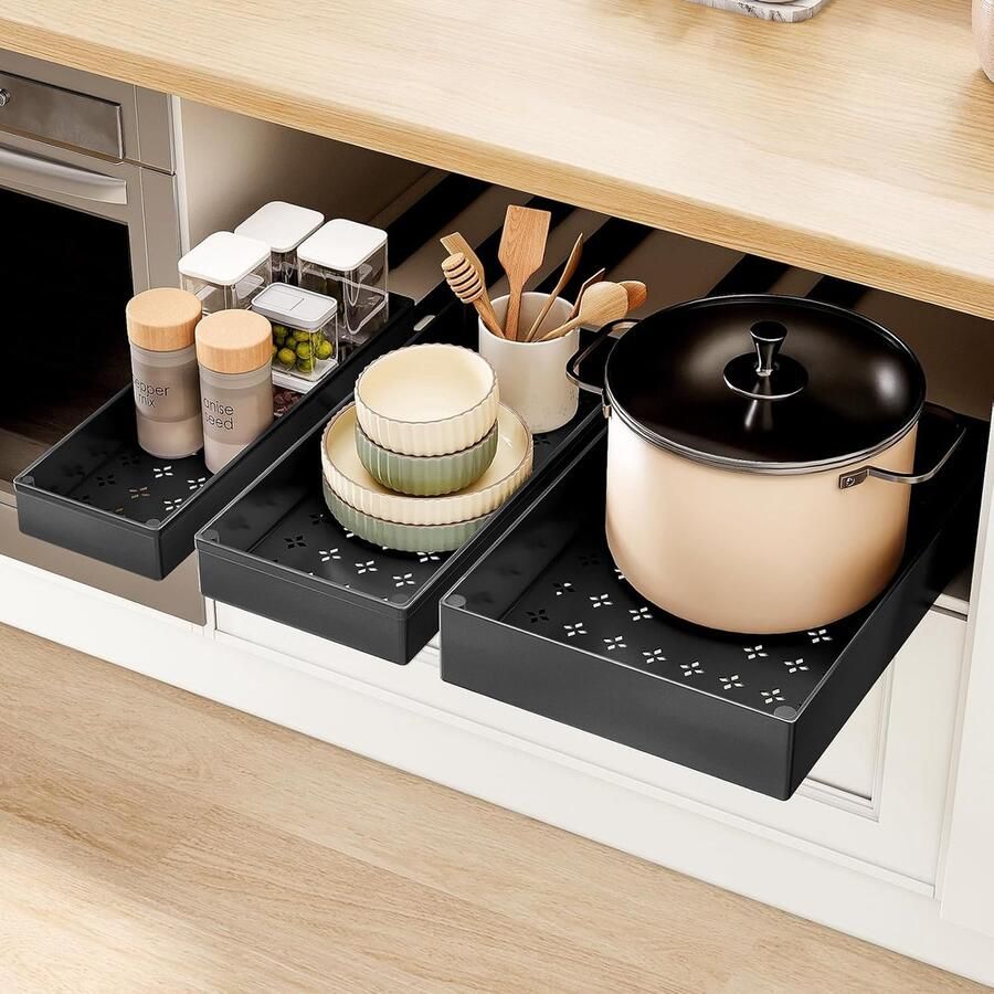 Selbro Uitschuifbare Lade Organizer Keukenset van 3 voor Kastopslag en Gemakkelijk Toegang