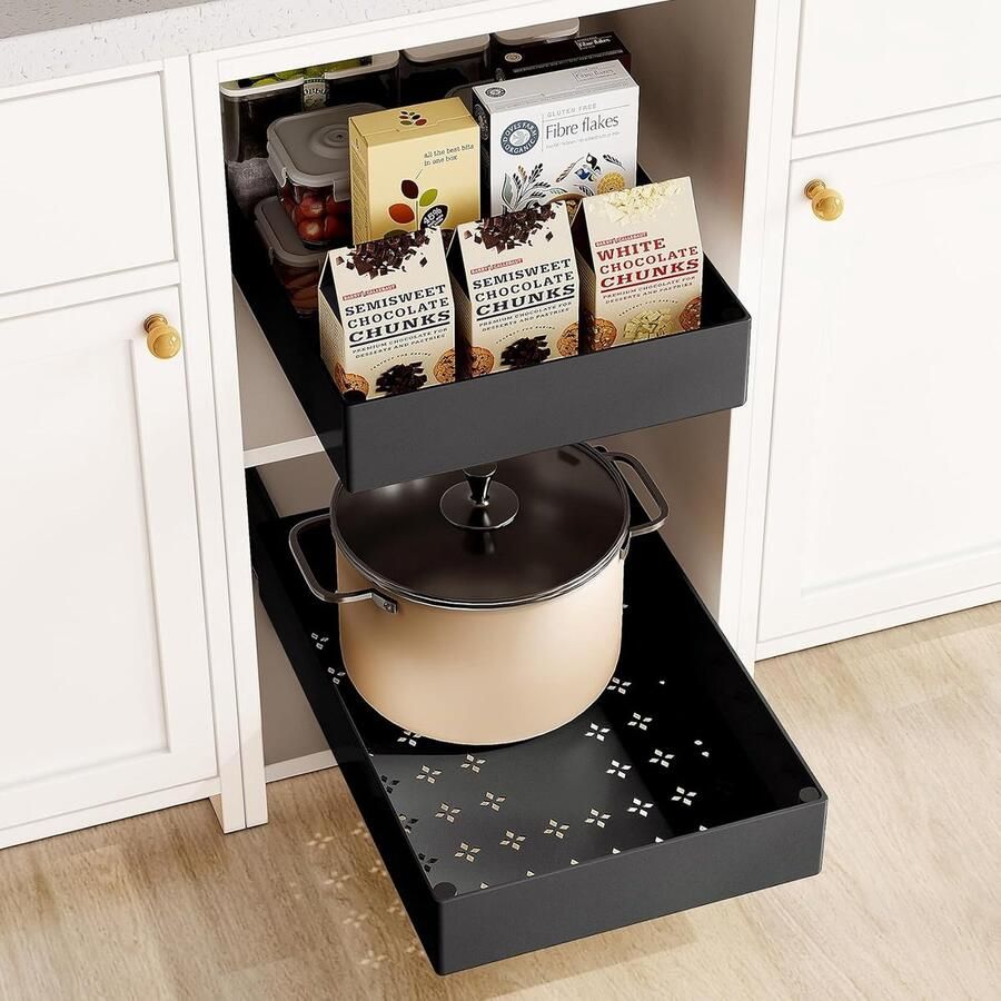 Selbro Uitschuifbare Telescopische Lade voor Keuken Organisatie Grote Keukenkast Organisator zonder Boren of Spijkeren