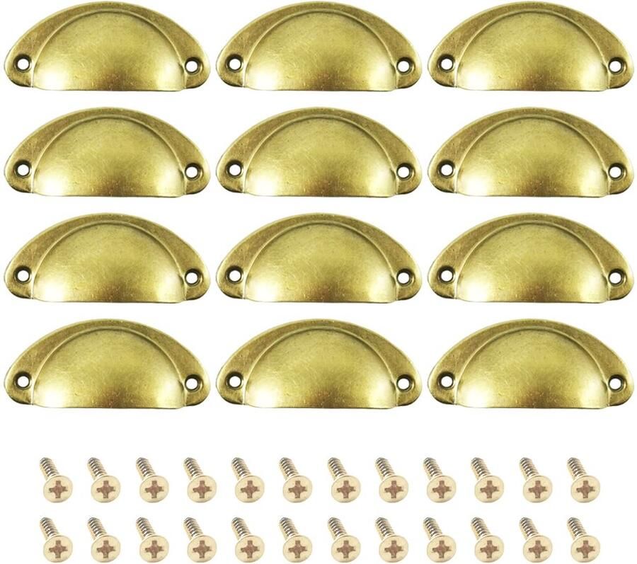 Selbro Vintage Schelpgrepen Set van 12 voor Keuken en Meubels Met Schroeven