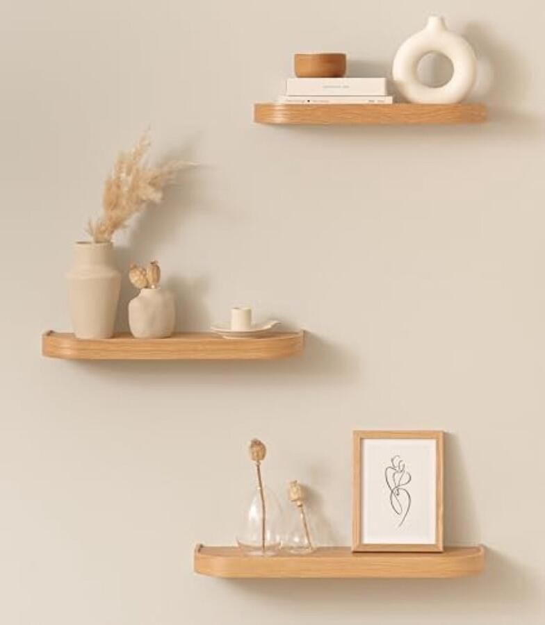 Selbro Wandplank-Set 'Neva' 3 zwevende wandplanken in echt houtfineer