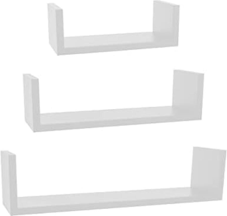 Selbro Zwevende Wandplank Set van 3 Wit Decoratief Wandrek in Afmetingen