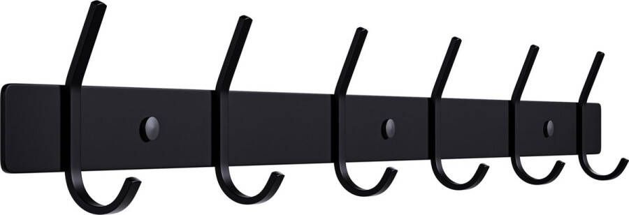 Selotus Wandkapstok Muur Kapstok Hangend RVS 12 Hangers Industrieel Tape – Afdekkapjes – pluggen en schroeven inclusief – kapstok haken Zwart