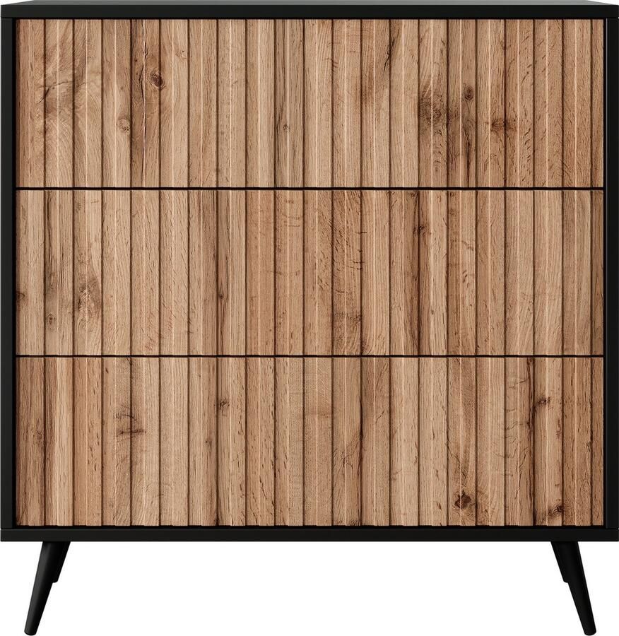 Selsey Bello Dressoir met 3 lades 79 cm Zwart met zwarte poten