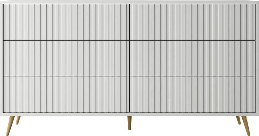 Selsey Bello Dressoir met 6 lades 154 cm Wit met gouden poten