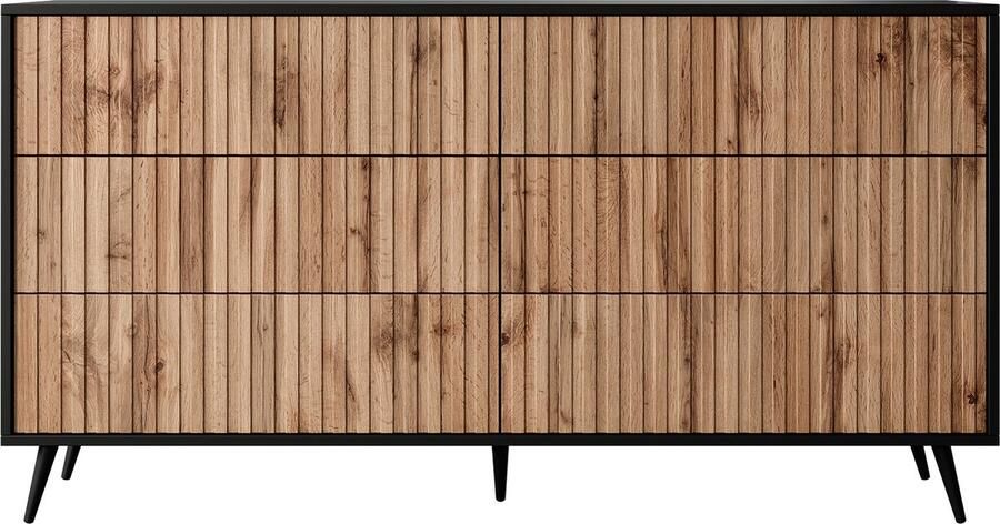 Selsey Bello Dressoir met 6 lades 154 cm Zwart met zwarte poten