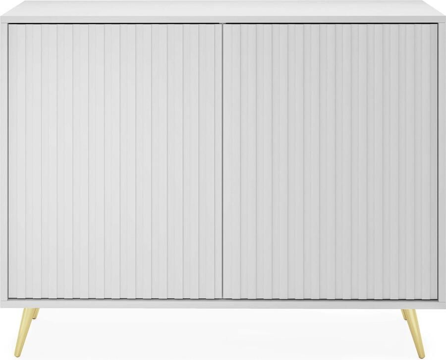 Selsey Bello Dressoir met lamellen fronten 104 cm Wit met gouden poten