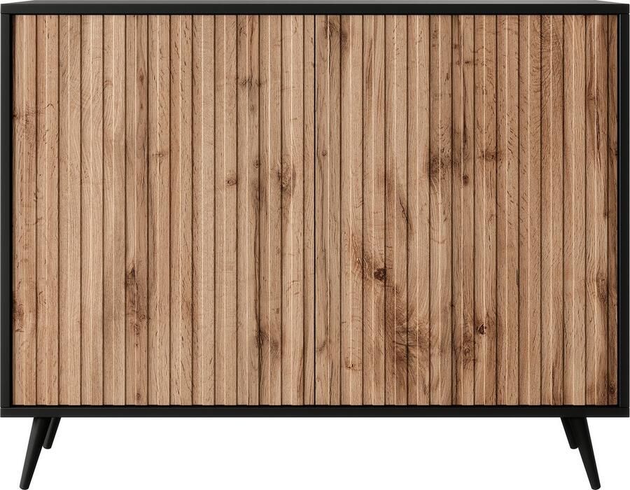 Selsey Bello Dressoir met lamellen fronten 104 cm Zwart eiken wotan