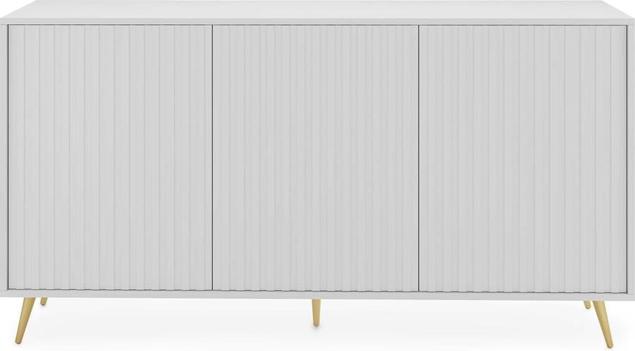 Selsey Bello Dressoir met lamellen fronten 154 cm Wit met gouden poten