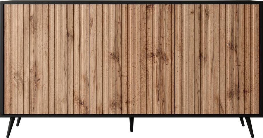 Selsey Bello Dressoir met lamellen fronten 154 cm Zwart eiken wotan