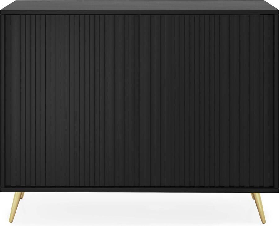 Selsey Bello Dressoir met lamellenfronten 104 cm Zwart met gouden poten
