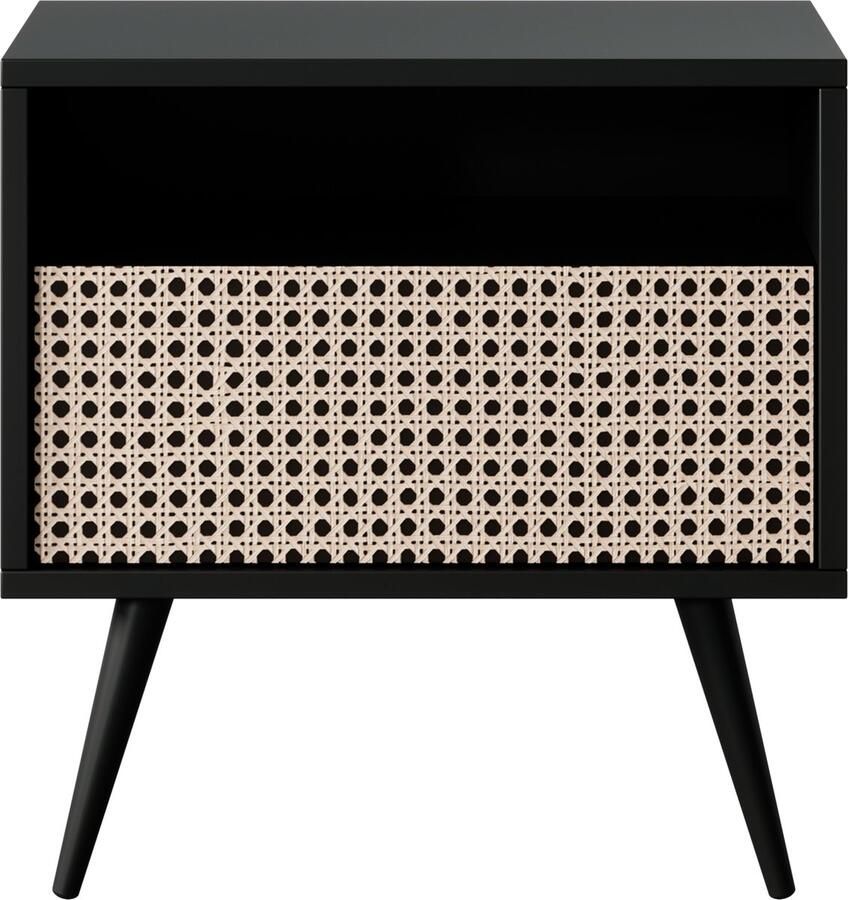 Selsey Bello Nachtkastje met lade Zwart met zwarte poten