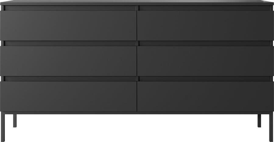 Selsey Bemmi Dressoir 6 lades Zwart met zwarte poten