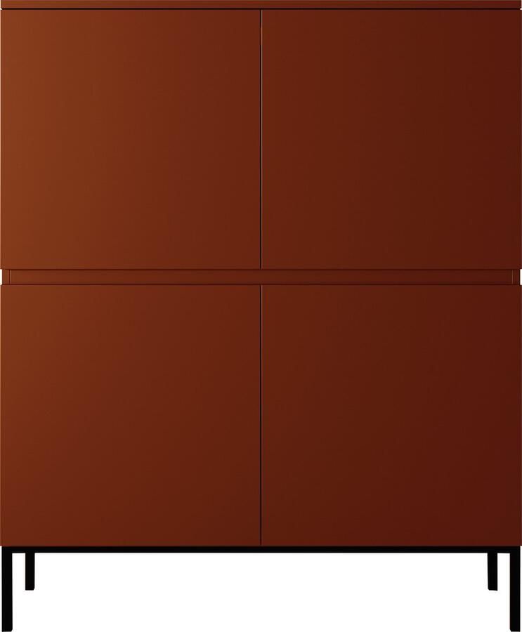 Selsey Bemmi Hoge Dressoir 100 cm Baksteen met zwarte poten