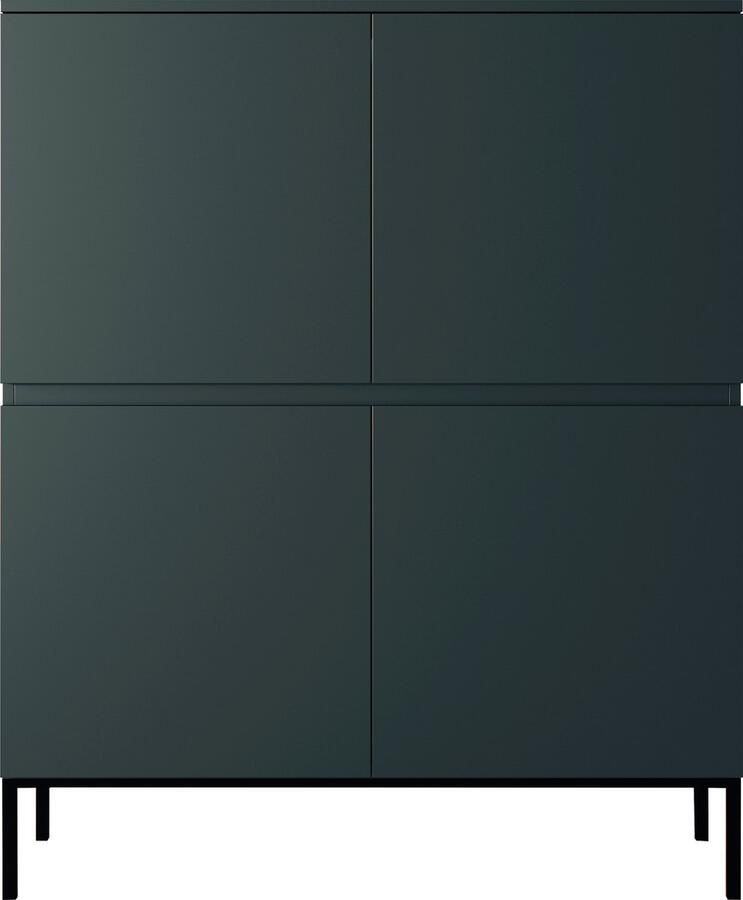 Selsey Bemmi Hoge Dressoir 100 cm Donkergroen met zwarte poten