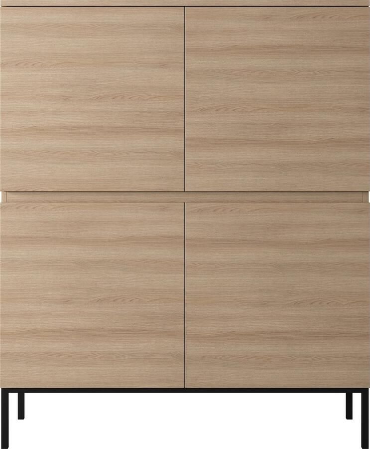 Selsey Bemmi Hoge Dressoir 100 cm Linberg eiken met zwarte poten