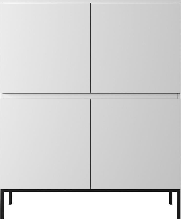 Selsey Bemmi Hoge Dressoir 100 cm Wit met zwarte poten