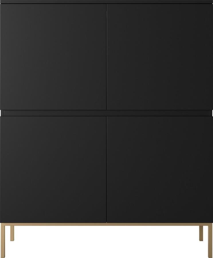 Selsey Bemmi Hoge Dressoir 100 cm Zwart met gouden poten