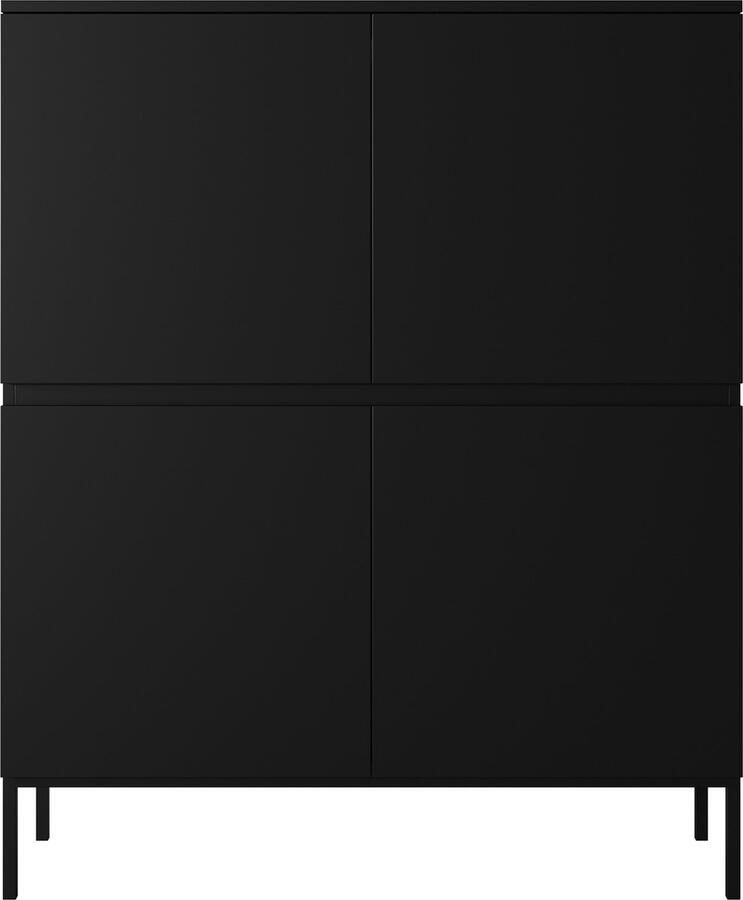 Selsey Bemmi Hoge Dressoir 100 cm Zwart met zwarte poten