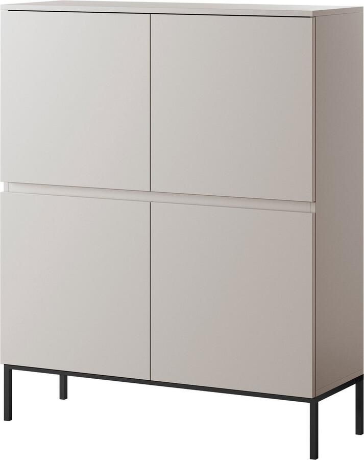 Selsey Bemmi Hoge kast 100 cm Beige met zwarte poten