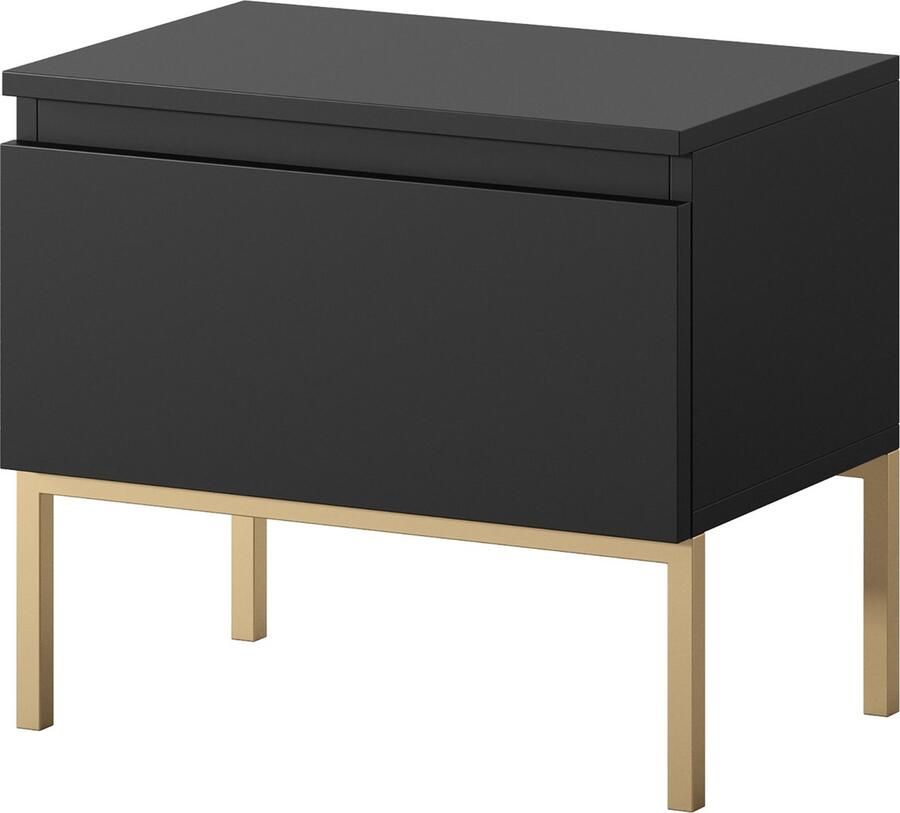 Selsey Bemmi Nachtkastje Zwart Gouden poten