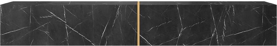 Selsey Bisira RTV-kast 200 cm Zwart marmer met goudkleurig inzetstuk