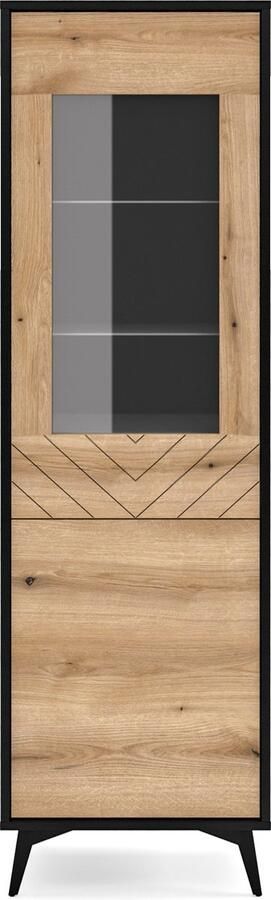 Selsey BOULIA Tweedeurs vitrinekast visgraat zwart eiken