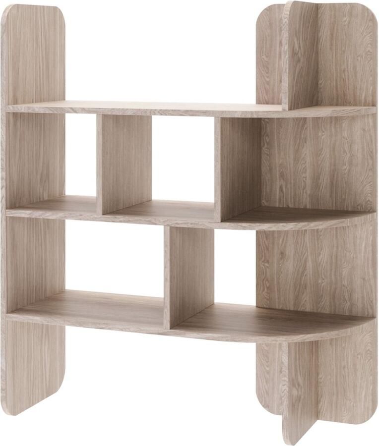 Selsey Contle – Staande kast met open vakken & afgeronde hoeken in eikenlook 102 x 120 cm