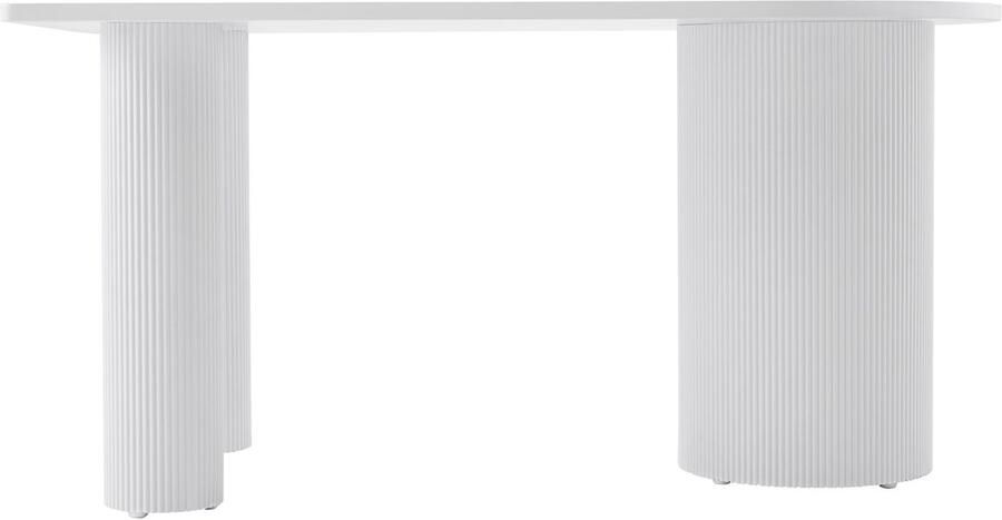 Selsey Dicalize – Rechthoekige eettafel met halfronde zijde en geribbelde zuilpoten wit 150×90 cm