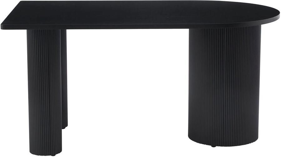 Selsey Dicalize – Rechthoekige eettafel met halfronde zijde en geribbelde zuilpoten zwart 150×90 cm