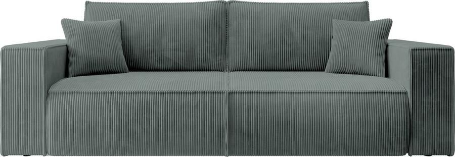 NADUVI Collection Galine 3-zitsbank met Slaapfunctie Ribstof Donkergrijs