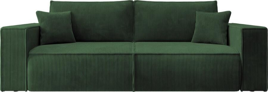 NADUVI Collection Galine 3-zitsbank met Slaapfunctie Ribstof Donkergroen