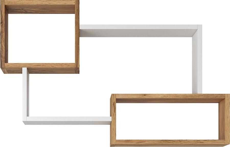 Selsey KASSI Grote wandplank 87 cm Licht sonoma eiken Mat wit