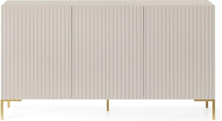 Selsey Lammelo commode 140 cm driedeurs grijs beige