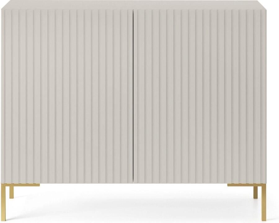 Selsey Lammelo Twee-deurs kast 92 cm Grijs beige met gouden poten