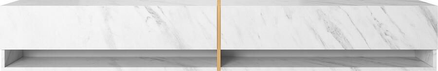 Selsey Mirrgo TV-meubel met gouden inzetstuk 200 cm Witte marmer