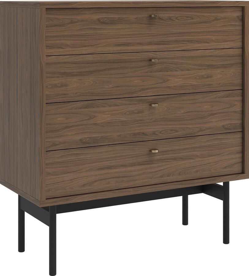 Selsey OLAR Dressoir met vier lades 85 cm Natuurlijk Carini notenhout