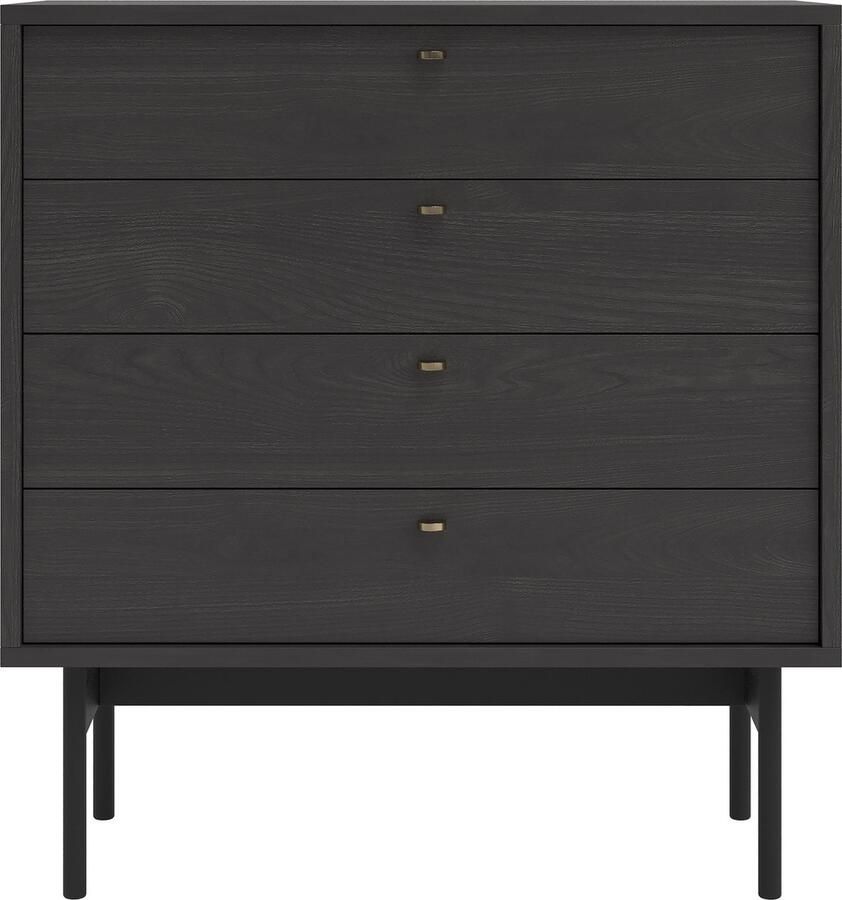 Selsey OLAR Dressoir met vier lades 85 cm Zwart Portland essenhout - Foto 2