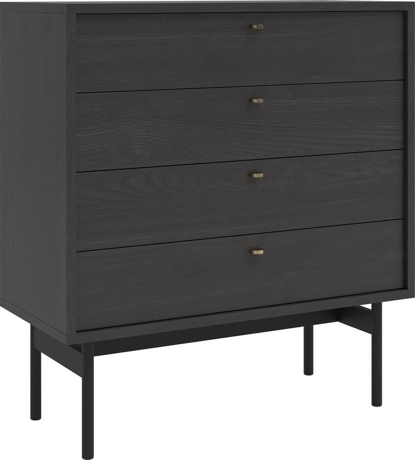 Selsey OLAR Dressoir met vier lades 85 cm Zwart Portland essenhout