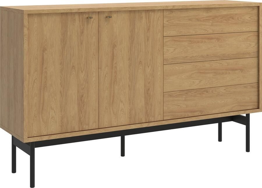 Selsey OLAR Tweedelige kast met vier lades 154 cm Natuurlijk hickory