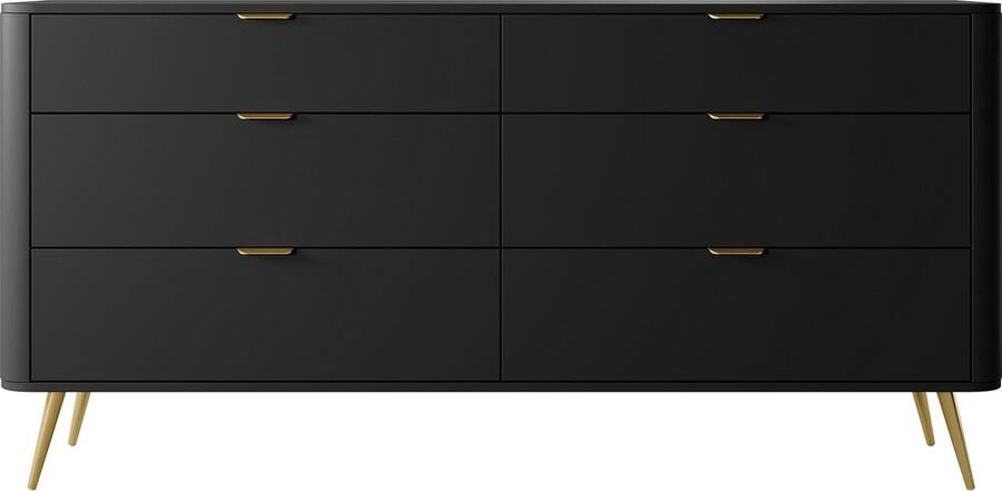 Selsey Oval Dressoir met zes lades 172 cm Zwart