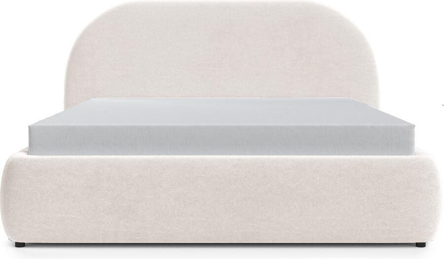 Selsey Ovo Gestofferd bed met opbergruimte metalen frame gemakkelijk te reinigen velours 160x200 cm Crème