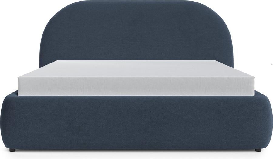 Selsey Ovo Gestofferd bed met opbergruimte metalen frame gemakkelijk te reinigen velours 160x200 cm Marineblauw
