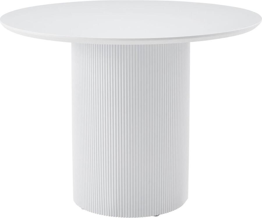 Selsey Trually – Ronde eettafel met geribbelde cilindervoet wit 100 cm